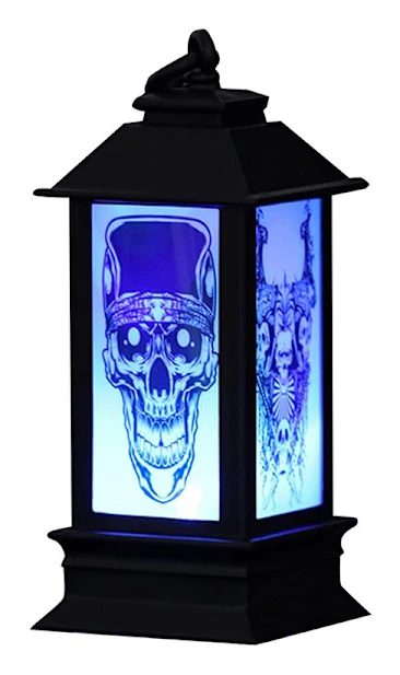 Halloween-tema LED-ljusljus Retro fyrhörnig lykta hängande prydnad för hemträdgårdsdekoration