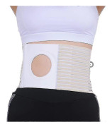 Elastisk stomibälte för midja buk med stomiöppning (l, beige) Shibaod