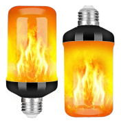 Led Flame Effect Fire Light Bulb, Upgraded 4 Modes Flickering Fire Decorations Lights, E26 Base Flame Bulb With Upside Down Effect(2 Pack)