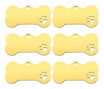 Pet ID Tag, Personlig Gravyr, Hållbar Rostfritt Stål, Guld, 40x20x1.7mm