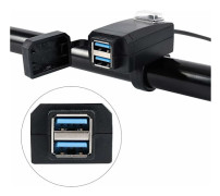 Motorcykelladdare 2 USB-portar Uttagsadapter Snabbladdning 3.0 12-24v USB Mobiltelefon Strömladdare med Strömbrytare för Motorcyklar Cyklar etc.