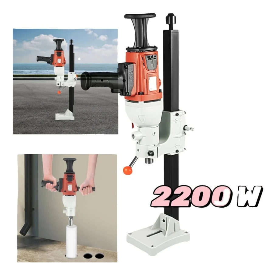 Betongborrrigg, 2200 watts effekt, upp till 1200 RPM hastighet, våt och torr användning, justerbar höjd upp till 22,83 tum