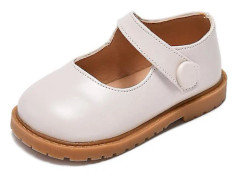 Koreanska läderskor för barn, pojkar och flickor, mjuk sula, vardagliga babyskor med stort huvud, pumps, ärt-skor, Beige-tfrf Beige 22
