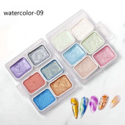 Akvarellfärgset Lättvikt Bärbar Skimmer Solid Palett för Nagelkonstdekorationer Illustrationer Utomhusmålning DIY