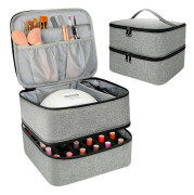 Förvaringsväska för nagellack med UV-ljus - Professionell organizer för nagelkit, grå