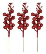 3 st Julgranshänge Prydnadssaker Paljetter Körsbär Bär Falsk Blomma Pärla Växter Dekorativt Hänge DIY Konstgjord Fruktdekor