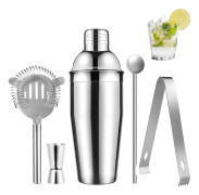 Cocktail Shaker Set - Rostfritt Stål Silver 5-Delars Set