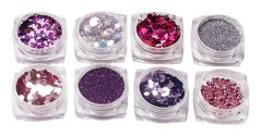 8 st Glänsande Nagelglitter Paljetter Folier Flakes Manikyr Tillbehör Strass Färgstarka för Semester DIY Hantverk Kropp Cosplay