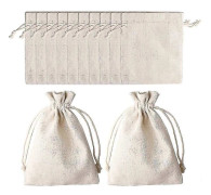 12-pack Små Bomullspåsar, 12*17cm Beige Bomulls Dragpåsar Naturliga Små Tygpåsar För Smycken, Gåvor, Fyllning av Tygpåsar