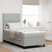 Box Spring Säng med Madrass och LED Ljus | Färg: Ljusgrå | Storlek: 90x200 cm
