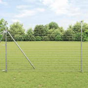 BellaFurn Euro Fence med 7 stolpar - Galvaniserad stålinhägnad | Färg: Grå | Storlek: 1.6x10 m