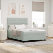 Boxspring Säng med Fickfjädermadrass & LED Ljus | Färg: Ljusgrå | Storlek: 140x200 cm
