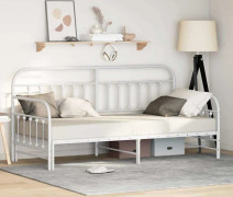 Dagbäddram med utdragbar säng - Vit | Storlek: 90x190 cm | Material: Stål