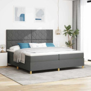 Boxmadrass med madrass - Modern mörkgrå säng | Storlek: 200x200 cm