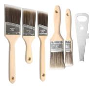 Målarpenslar Set - 5 delar, Trähandtag, Premium Väggpensel Set, Husfärgspensel, Trim Färgpensel