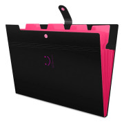 Expanderbar mapp, A4-brevformat fickor Dragspelsdokumentväska Organizer Plånböcker Filer Mappar med spänne, 5 fickor (svart)