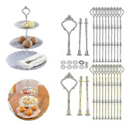 10 Set Tårtställ Beslag Kit Våningsfat För 3 Vånings Tårtställ Hållare Hårdvara Silver