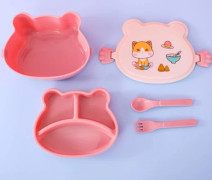 Skolbarn Dubbel Bento Matlåda Läcksäker Tecknad Anime Con Rosa