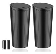 Bilpapperskorg med lock - 2-pack universell läckagesäker bilpapperskorg med soppåsar - Bilorganisatörer och förvaring för tillbehör till fram- och baksäte