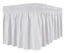 Silky Luxurious Bed Skirt Easy Fit Non-Fading Ruffles Elastic White White White White-FY- White L White L