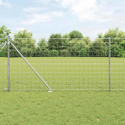 BellaFurn Euro Fence med 13 spikposter - Galvaniserat stål | Färg: Grå | Storlek: 1x25 m
