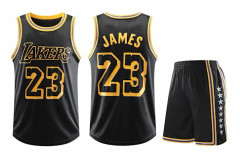 #23 Lebron James Baskettröja Set Lakers Uniform för barn Svart