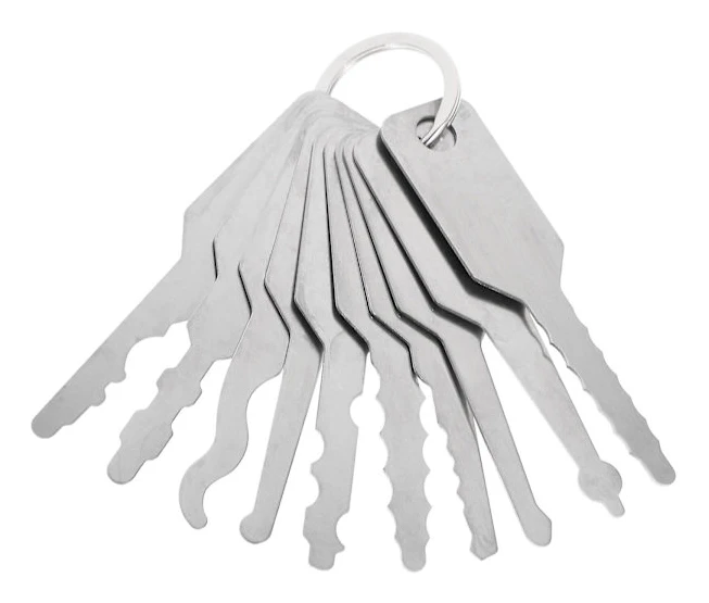 10 st nyckelverktyg nyckelämne professionell nyckelämne rostfri stålkonstruktion nyckel (7,4X1,8 cm, silver)