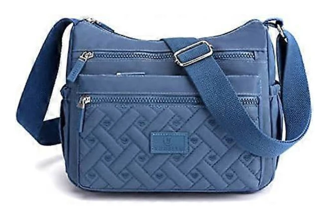 Crossbody-väska för dam, Crossbody-väska med flera fickor, Axelväska, Resväska, Handväska (Blå)