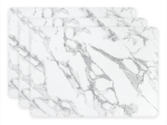 Placemats i plast för marmortema, värmebeständiga vinylplacemats av premiummaterial för ditt köksbord (3 st)