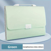 Dragspelsmapp Organizer 13 Fack Expanderande Filfodral med Handtag Vattentätt Skydd A4 Letter Green