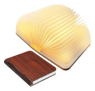 Vikbar LED Boklampa i Trä, Uppladdningsbar Boklampa för Hushållsartiklar - 15 x 11 x 2,5 cm
