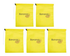 5 st Gula Bananförvaringspåsar Isolerade Frukt Grönsak Fräsch-Håll Bunt Ficka Dragsko Preser