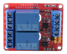 12V 2-kanals relämodul med optokopplarisolering och hög/lågnivåutlösare