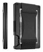 Smal plånbok för män, lyxigt varumärke, aluminium, kolfiber, RFID-plånböcker i metall, designfodral, Carteira Masculina, kreditkortshållare, svart