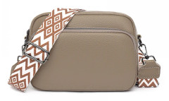 Crossbody-väska Dam Läder Liten Axelväska med Dragkedja khaki