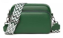 Crossbody-väska Dam Läder Liten Axelväska med Dragkedja Green