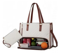 Isolerad lunchlåda för kvinnor, Crossbody-datorväska för kvinnor 42*30*18cm White brown