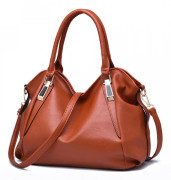 Dam Handväska Messenger Bag, Stor Damväska i Mjukt Konstläder med Övre Handtag, Axelväska, Crossbody-väska Brown