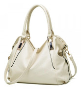 Dam Handväska Messenger Bag, Stor Damväska i Mjukt Konstläder med Övre Handtag, Axelväska, Crossbody-väska White