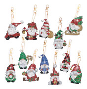 12 st 5D Juldiamantmålning Nyckelring Hänge DIY Jul