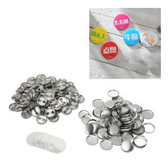 100 Set Blanka Knappmärken Rund Form Rostskydd Lätt att Skriva ut Knappnålsset för Knappmaskin 32MM