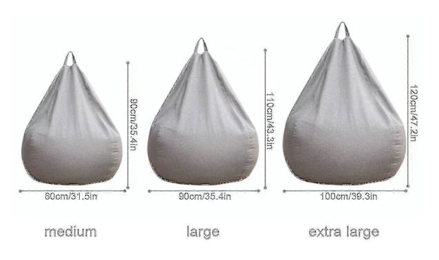 Helt nytt extra stort sittpuff sofföverdrag inomhus lat fåtölj lämplig för vuxna och barn, het rea! 90 * 110cm