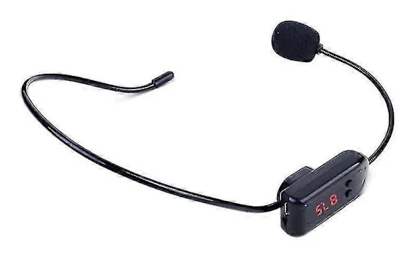 Svart Portabel FM Trådlöst Mikrofon Headset Radio Megafon För Turistguide Undervisning Möte Föreläsning