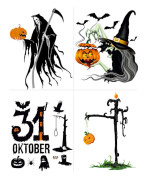 Klistermärke Halloween Dekoration Dekor DIY Fönsterdekaler Glas Vinyl Dörr Pumpa Spindel Fladdermus Vägg