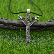 Viking Varg Amulett Runristning Fehu Nordisk Talisman Iriska Knutar Smycken Goth Herr Halsband Stil 3 Brons