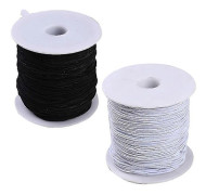 2 st 0,8 mm elastisk tråd pärltrådar stretchsnöre tyghantverkssnöre för smyckestillverkning (svart, vit)