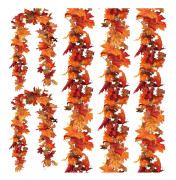 REA 3-pack Konstgjord Höstlönnlövgirlang, 1,8 m/styck Hängande Vinranka Konstgjord Höstlövgirlang Thanksgiving Dekoration-XS