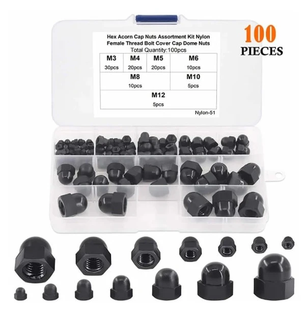 100 st Kupolmuttrar Nylon Hattmuttrar