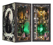 DIY Bokhörna Kit, 3D Träpussel Miniatyr Dockhus Kit med LED-ljus, Dekorativt Bokstöd för Bokhylla Insats Dekor, Tema Tarot Spådom