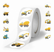 Byggarbetsplats Klistermärken Rulle för Barn, Fordonsklistermärken Grävmaskin Bulldozer Lastbilsdesign Storpack för Klassrumsbelöningar och Potträning Incentiv,